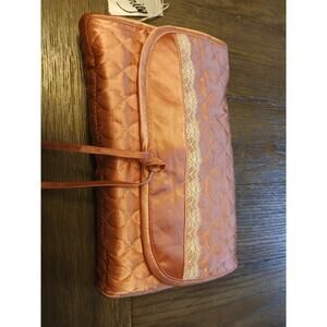 Vtg Celebrity Satin Travel Case Embroidered Lace